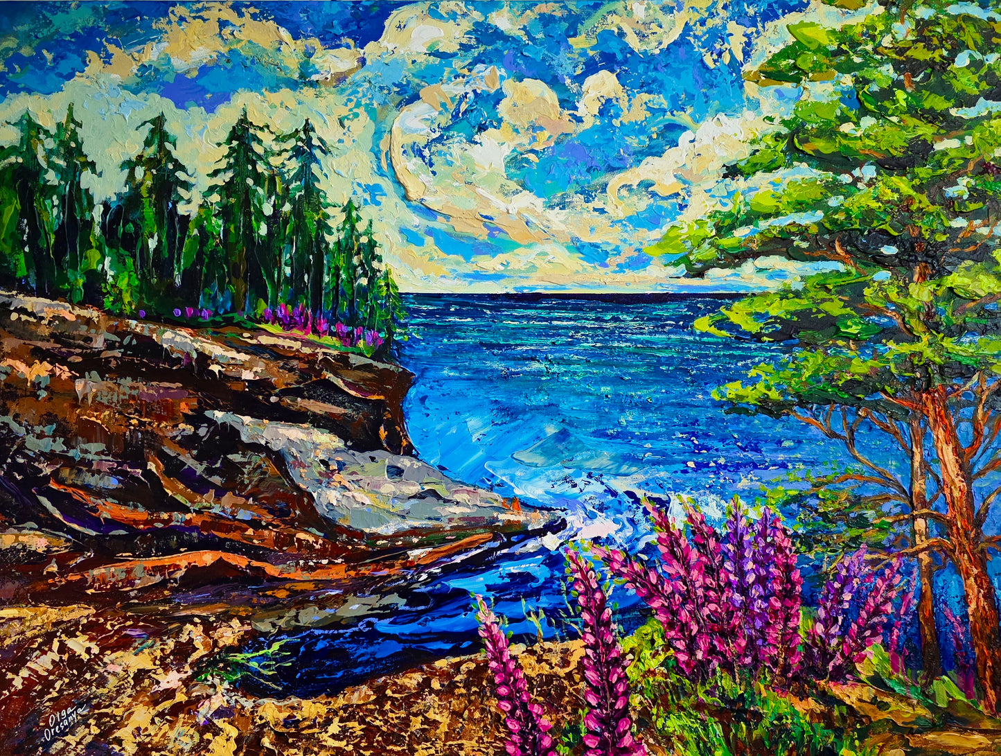Pink Lupins by the Water