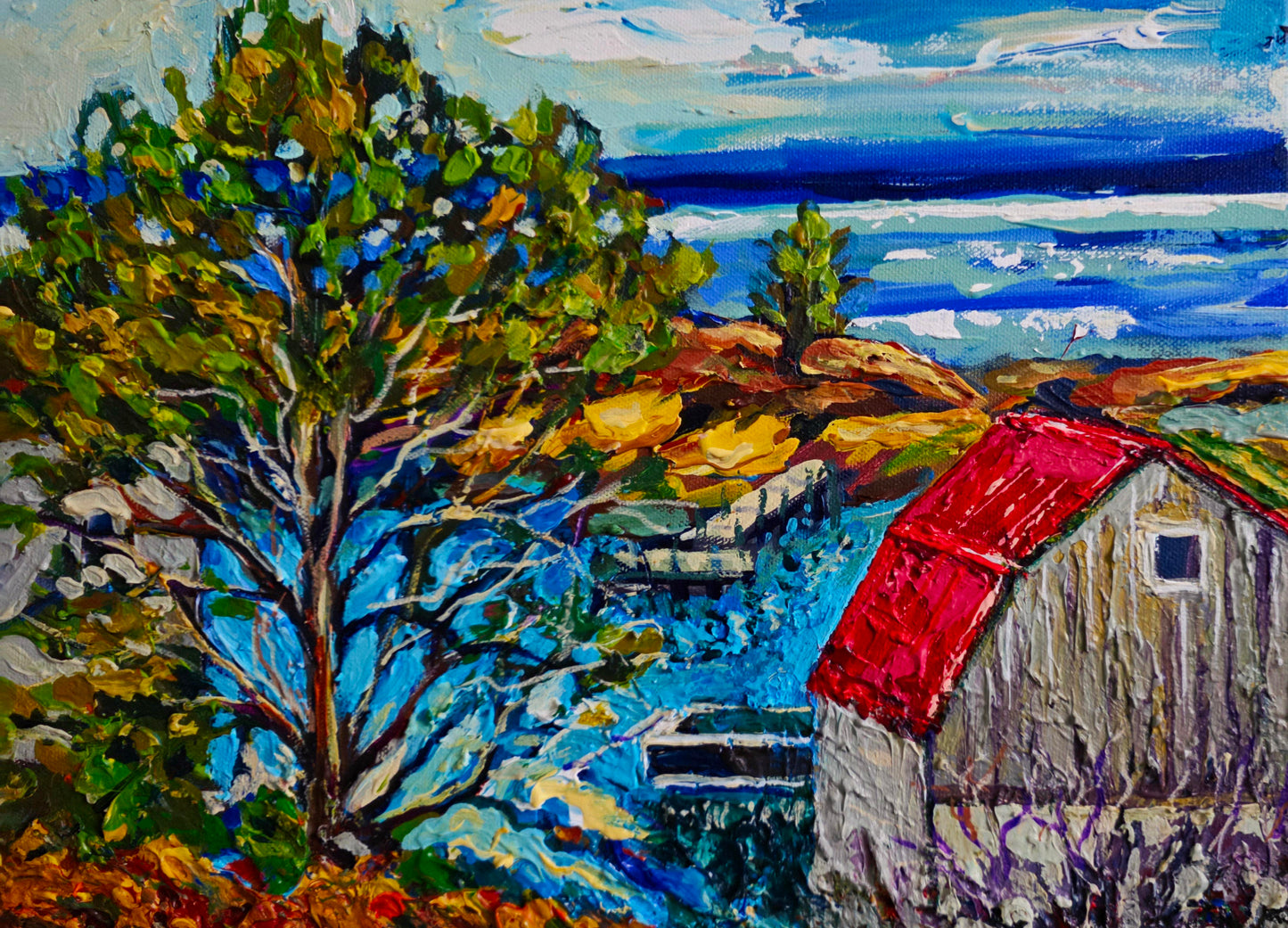 Red Roof by the Blue Shore